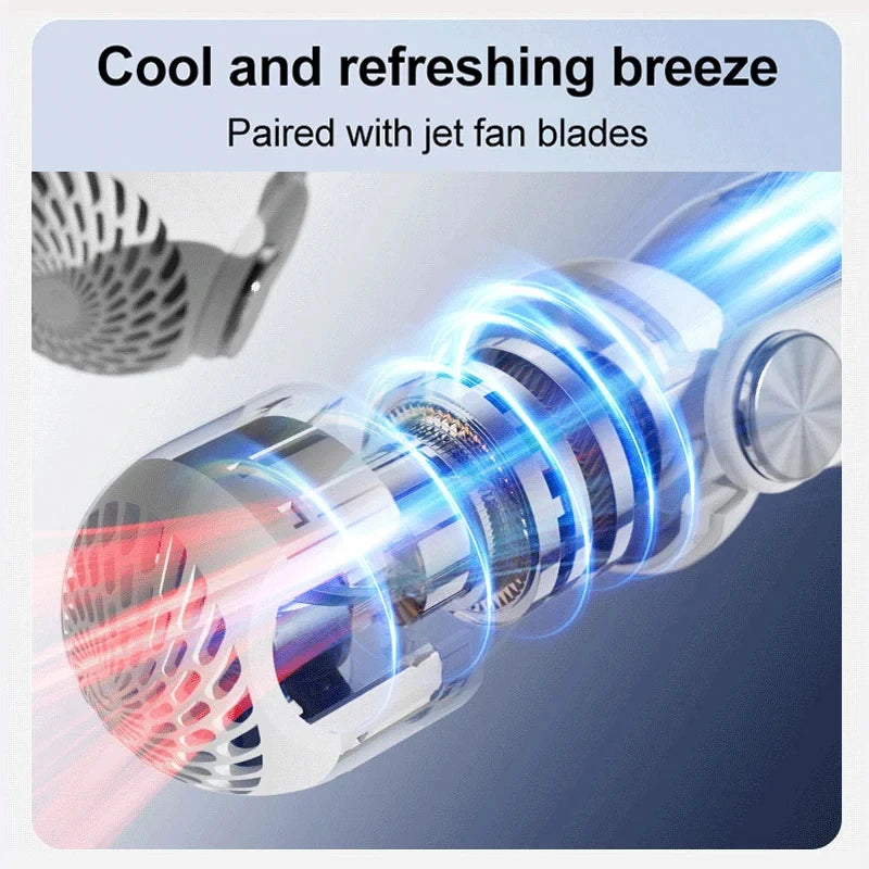 Portable Neck Mounted Fan, USB Charging, Adjustable Bladeless Turbine Neckband Fan without Blades, Suitable for Outdoor Use
