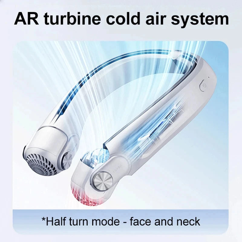 Portable Neck Mounted Fan, USB Charging, Adjustable Bladeless Turbine Neckband Fan without Blades, Suitable for Outdoor Use
