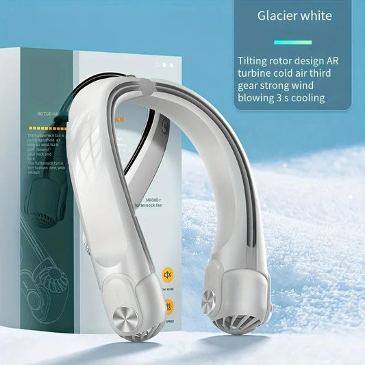 Portable Neck Mounted Fan, USB Charging, Adjustable Bladeless Turbine Neckband Fan without Blades, Suitable for Outdoor Use