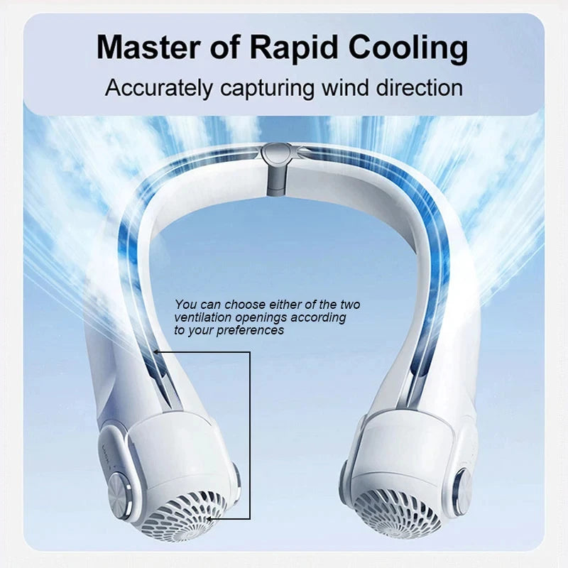 Portable Neck Mounted Fan, USB Charging, Adjustable Bladeless Turbine Neckband Fan without Blades, Suitable for Outdoor Use