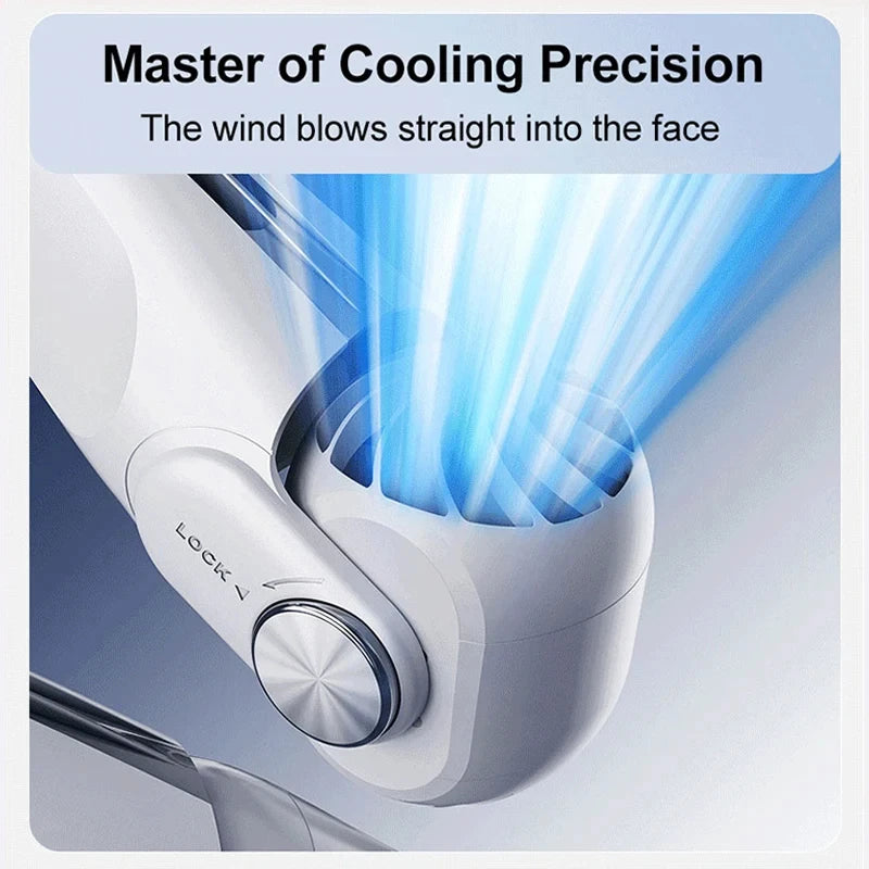 Portable Neck Mounted Fan, USB Charging, Adjustable Bladeless Turbine Neckband Fan without Blades, Suitable for Outdoor Use